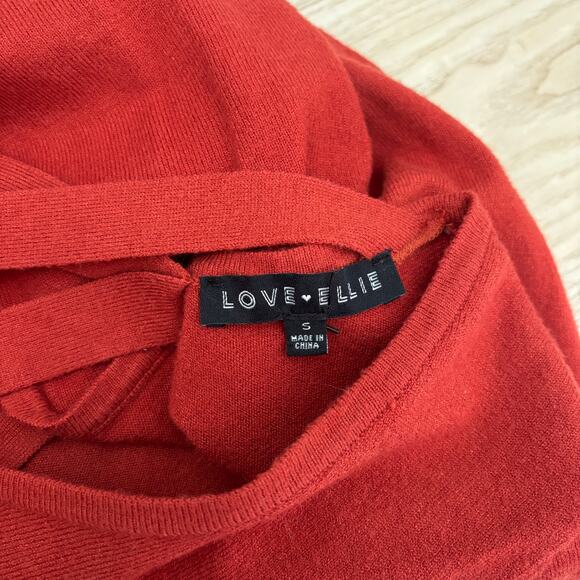 Love Ellie Sweater Womens Small Rust Burnt Criss Cross Back Thin Career‎ Office - Picture 8 of 10